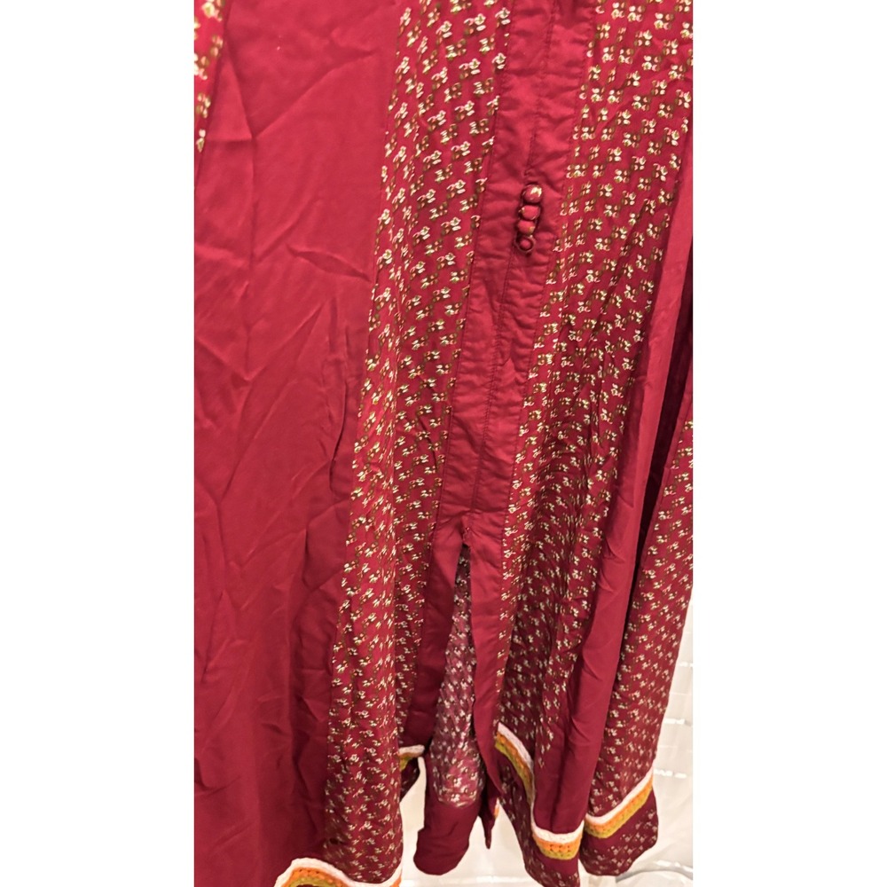 Lakshita Womens Maroon Embroidered Rayon Anarkali Maxi Dress Size S Burgundy - Picture 5 of 9